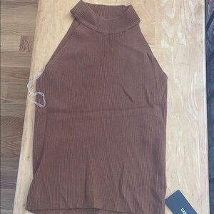 BE COOL Brown/rust sleeveless high neck top